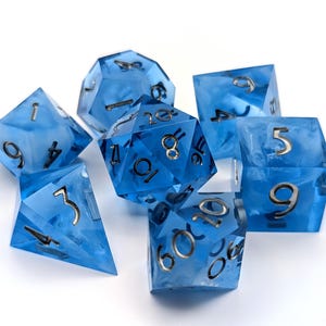 Blue Sky - 7 Piece Handmade Resin Sharp Edge Dice Set