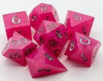Pixie Dust - 7 Piece Handmade Resin Sharp Edge Dice Set