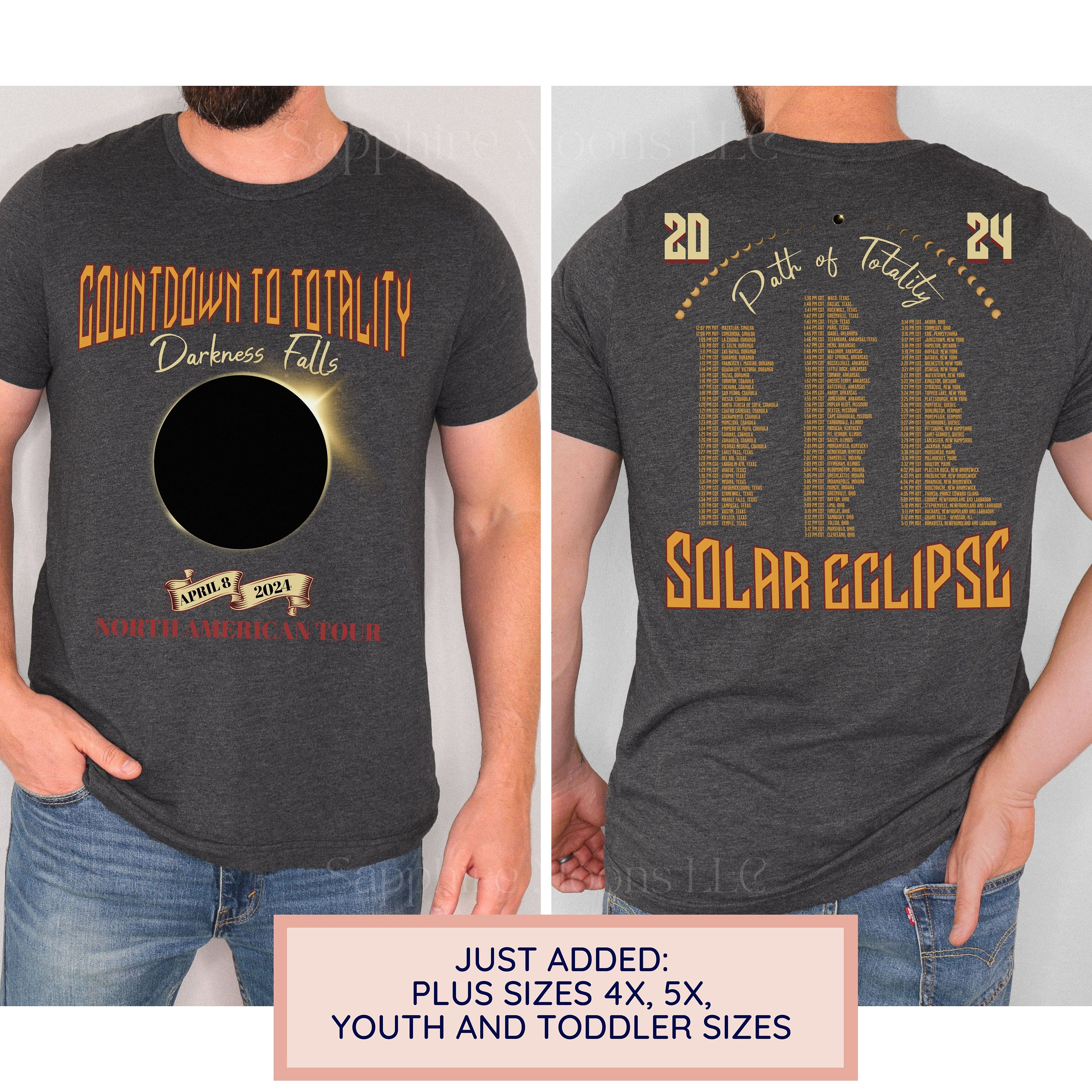 Total Solar Eclipse Shirt April 8th 2024, Rock Concert Tour Tee Path ...