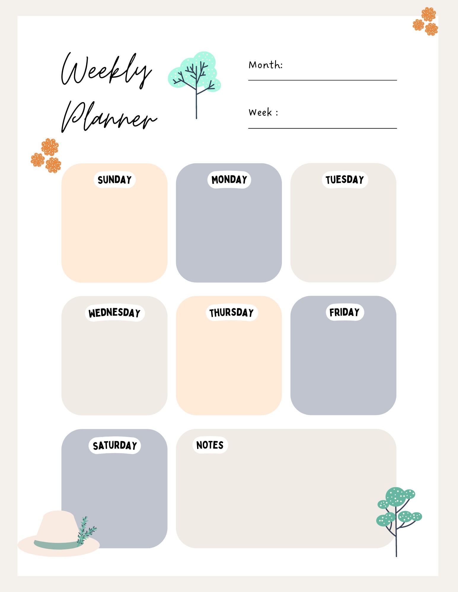 Weekly Temolate Weekly Planner Template - Etsy