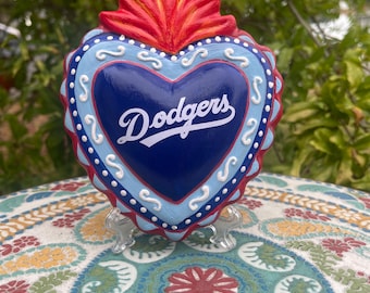 Blue  Baseball Sacred Heart Wall Hanger 6 inch