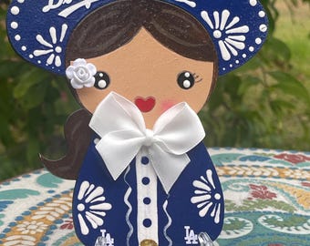 Baseball Blue Female Mariachi Ornament