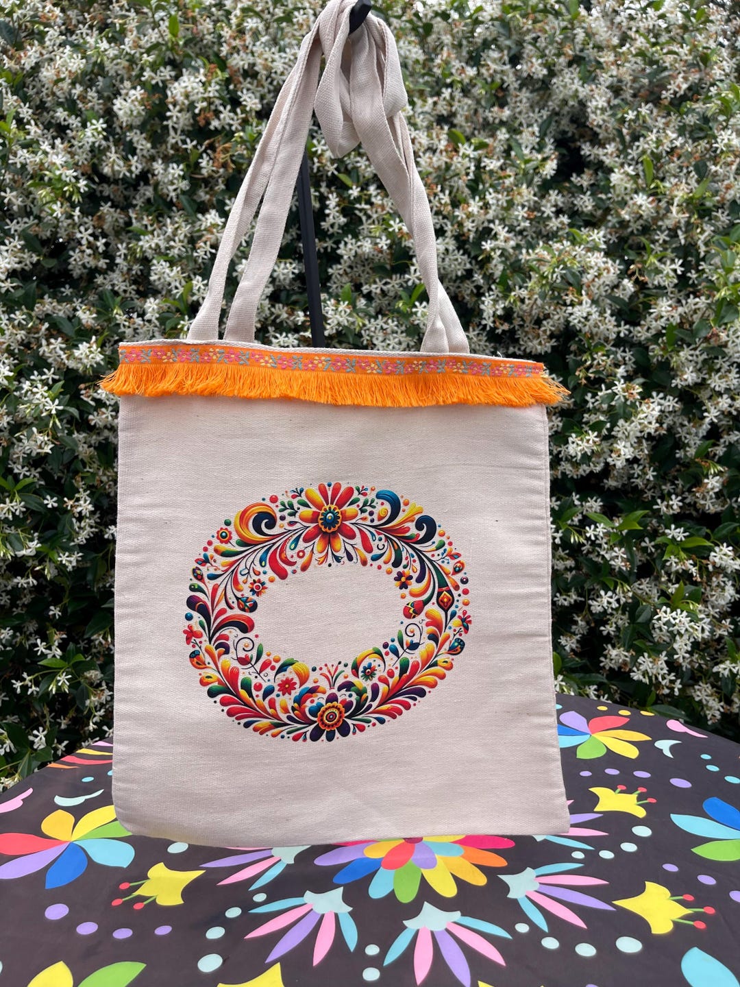 Floral Mexican Style Canvas Tote Bag - Etsy