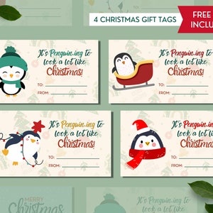 Penguins Printable Christmas Penguin Gift Tag Bundle 3.5 X - Etsy