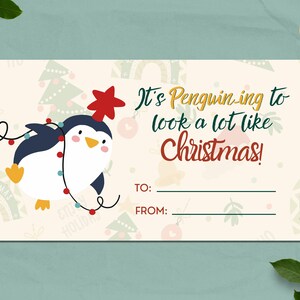 Penguins Printable Christmas Penguin Gift Tag Bundle 3.5 X - Etsy