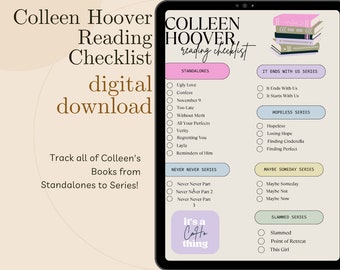 Colleen Hoover Reading Checklist | Booktok Reading Checklist | Printable Reading Checklist | Digital Reading Trackers | COHO