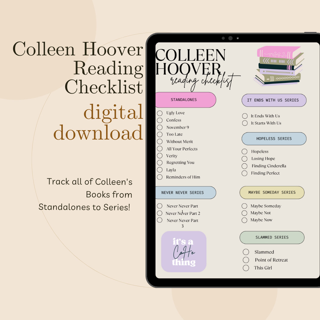 Colleen Hoover Reading Checklist | Booktok Reading Checklist ...