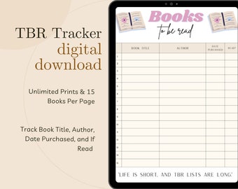 To Be Read Book Tracker, Digital Download Book Tracking, To Be Read List, Book Journaling, Reading Planner Checklist, Reading Log