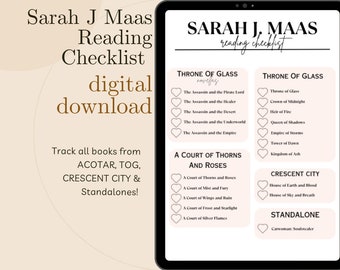 Sarah J Maas Reading Checklist, Reading Checklist, Printable Reading Checklist, Printable Author Reading Tracker, ACOTAR, TOG, Book Tracker