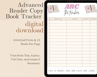 Advanced Reader Copy Book Tracker, To Be Read Book Tracker, Digital Download Book Tracking, Reading Planner, Reading Log, ARC Tracker