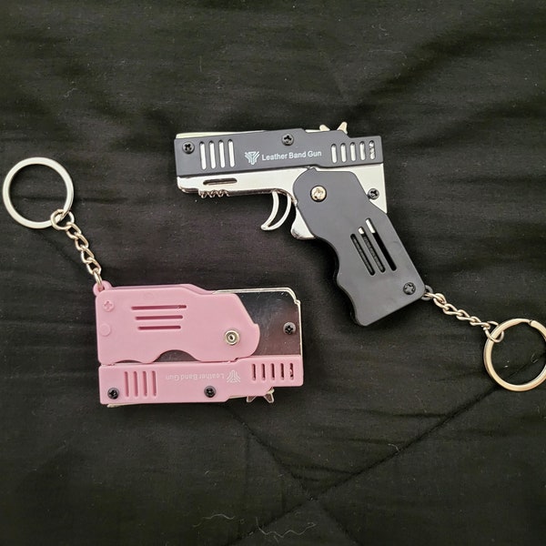 Keychain rubberbandgun multi-shot, kids, adults, gifts, fun toys and charm