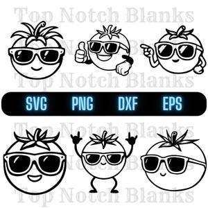 Tomato With Glasses Svg Tomato With Sunglasses Png Tomato Wearing Glasses Clipart Tomato Vector Bundle Pack Commercial Use