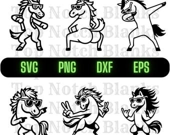 Dancing Horse with Sunglasses SVG PNG: Vector Bundle (Commercial Use)