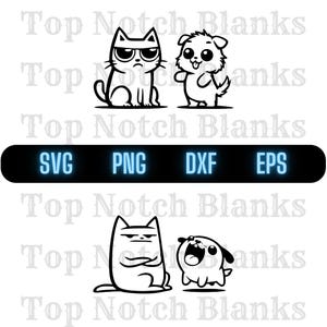 Cat And Dog Svg Annoyed Cat Excited Puppy Png Cartoon Cat And Dog Clipart Cat And Dog Vector Bundle Pack Commercial Use