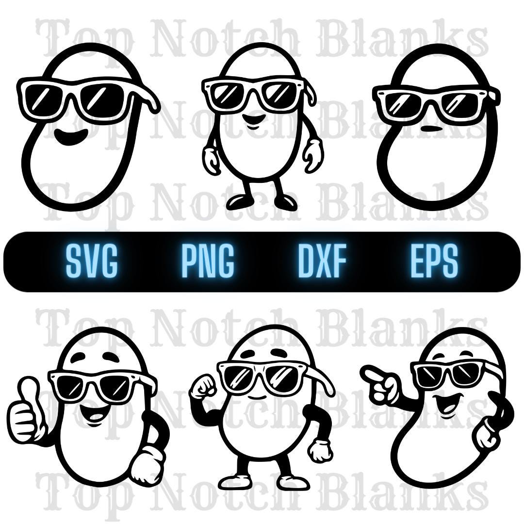 Bean With Glasses Svg Bean With Sunglasses Png Bean Wearing Glasses ...