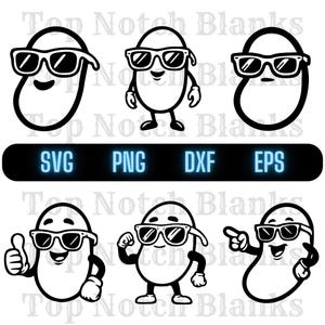 Bean With Glasses Svg Bean With Sunglasses Png Bean Wearing Glasses Clipart Bean Vector Bundle Pack Commercial Use