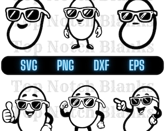Bean With Glasses Svg Bean With Sunglasses Png Bean Wearing Glasses Clipart Bean Vector Bundle Pack Commercial Use