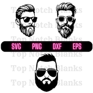 Bebaarde man draagt zonnebril Svg bebaarde man met bril Png bebaarde man Clipart bebaarde man Vector bundel Pack commercieel gebruik
