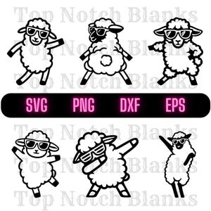 Dansende schapen SVG: zonnebril clipartbundel (commercieel gebruik)