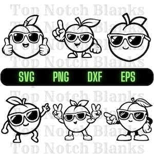 Pfirsich mit Brille Clipart: SVG PNG Vektor Bundle (kommerzielle Nutzung)