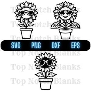 Girasol con gafas de sol Svg Girasol con gafas Png Girasol con gafas Clipart Girasol Vector Bundle Pack Uso comercial