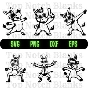 Pacchetto SVG di asino danzante: divertente clipart di asino (uso commerciale)