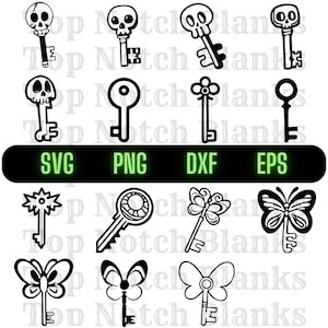 Sleutel Svg Cool Key Png Skeleton Key Clipart Butterfly Key Vector bundel Pack commercieel gebruik Dxf Eps Png Svg-bestanden