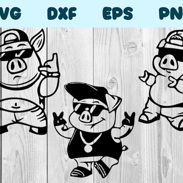 Hip-Hop Pig Svg Hip-Hop Pig Png Hip-Hop Pig Clipart Hip-Hop Pig Vector Bundle Pack Commercial Use