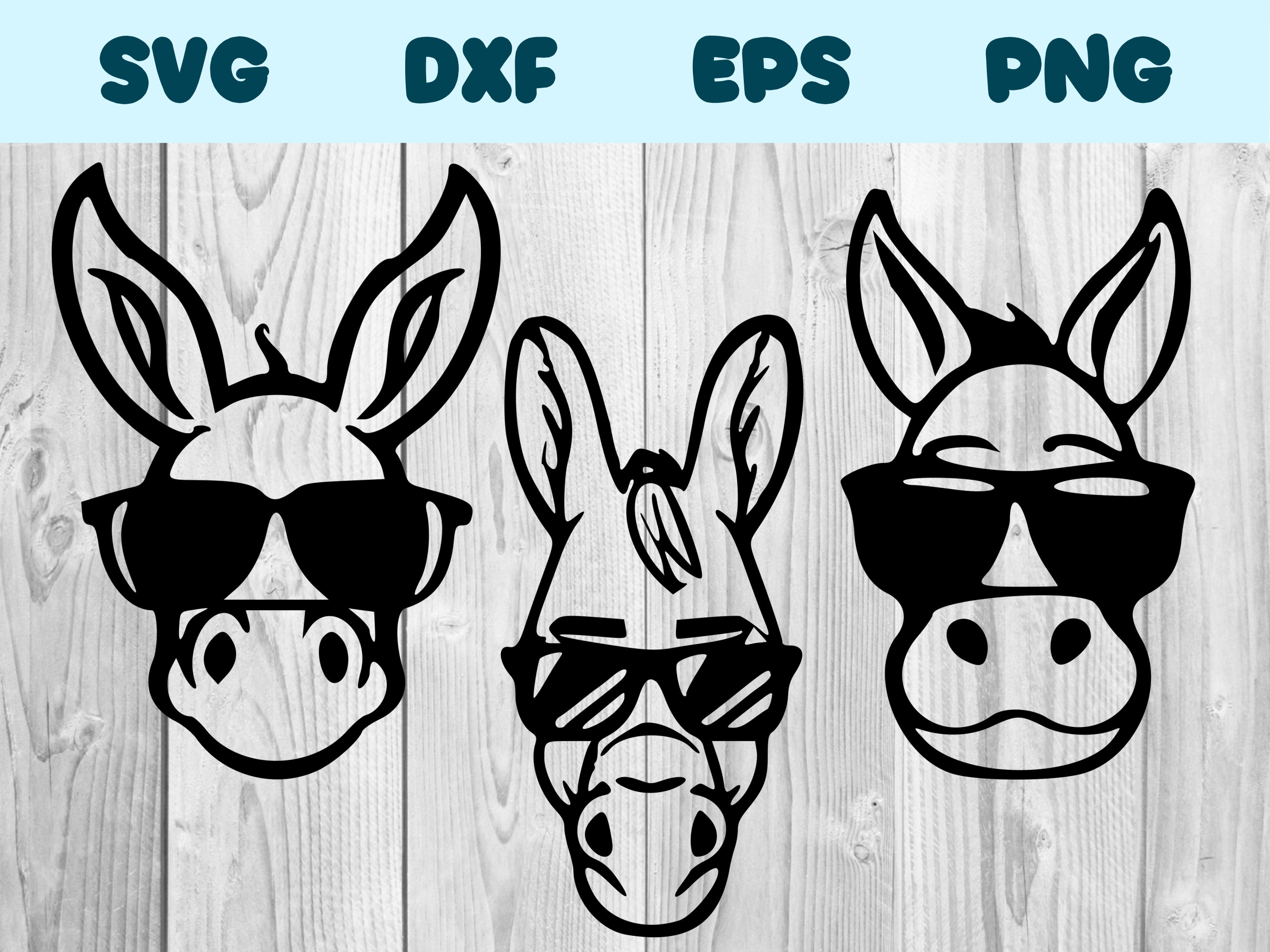 Donkey With Glasses Svg Donkey Wearing Sunglasses Png Donkey - Etsy