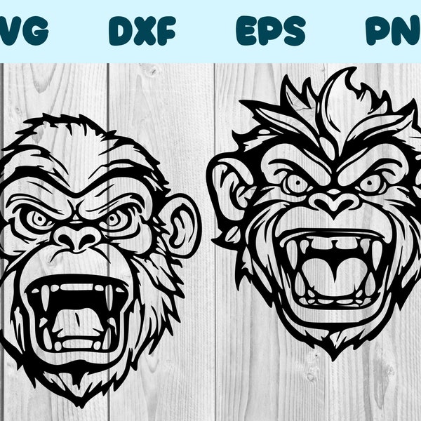 Angry Monkey Svg Angry Monkey Png Angry Monkey Clipart Angry Monkey Vector Bundle Pack Commercial Use