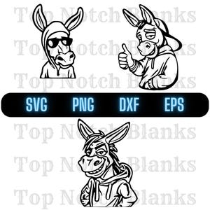 Hip-Hop Donkey SVG PNG Clipart: Vector Bundle (Commercial Use)
