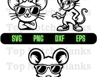 Mouse Wearing Sunglasses Svg Mouse With Glasses Png Mouse With Sunglasses Clipart Mouse Vector Bundle Pack Commercial Use