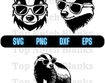 Honey Badger With Glasses Svg Honey Badger Wearing Sunglasses Png Honey Badger With Glasses Clipart Badger Vector Bundle Pack Commercial Use