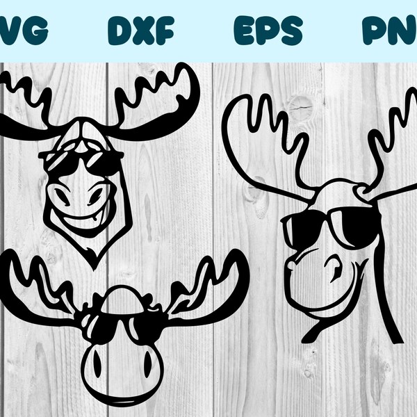 Elch mit Sonnenbrille SVG Elch Mit Brille Png Elch Mit Brille Clipart Elch Vektor Bundle Pack Kommerzielle Nutzung