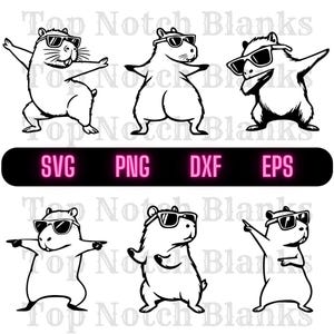 Capybara Dancing With Glasses SVG Clipart Bundle (Commercial Use)