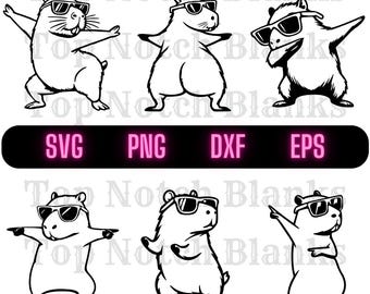 Lot de Capybara danse avec des lunettes SVG (usage commercial)