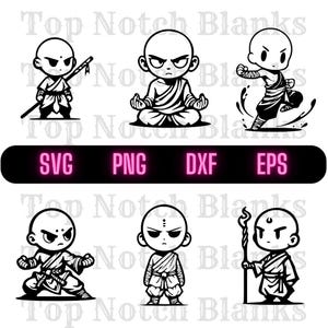 Monk Svg Cartoon Monk Png Cool Monk Clipart Badass Monk Vector Bundle Pack Commercial Use