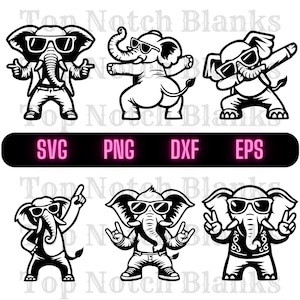 Dancing Elephant with Sunglasses SVG PNG: Vector Clipart Bundle