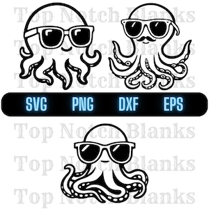 Octopus met zonnebril Svg Octopus met bril Png zonnebril Octopus Clipart Octopus Vector bundel Pack commercieel gebruik