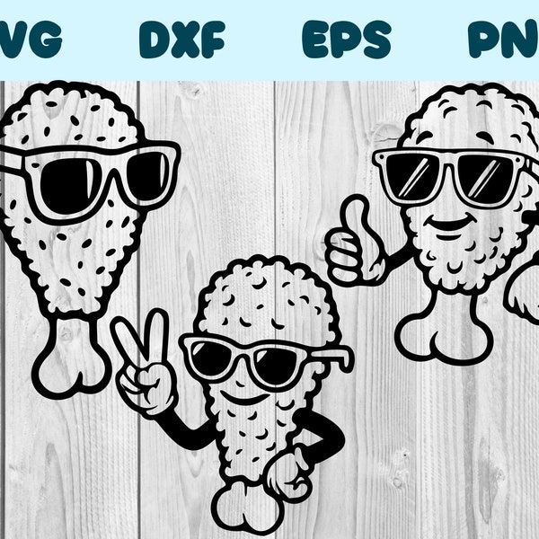 Chicken Wing Wearing Sunglasses Svg Chicken Wing With Glasses Png Chicken Wing Clipart Chicken Wing Vector Bundle Pack Commercial Use