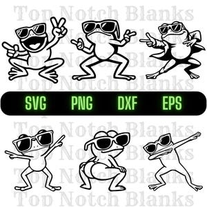 Paquete SVG de rana bailarina: Clipart de rana con gafas de sol (uso comercial)