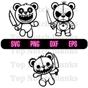 Killer Teddy Bear Svg Zły Miś Teddy Png Zły Tyłek Miś Clipart Killer Teddy Bear Wektor Pakiet Pakiet Komercyjne Wykorzystanie