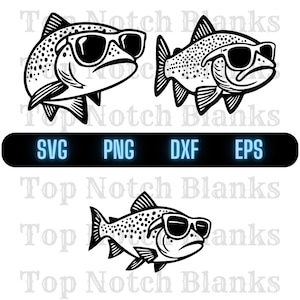Fish Wearing Sunglasses Svg Fish Wearing Glasses Png Trout Clipart Fish Vector Bundle Pack Commercial Use