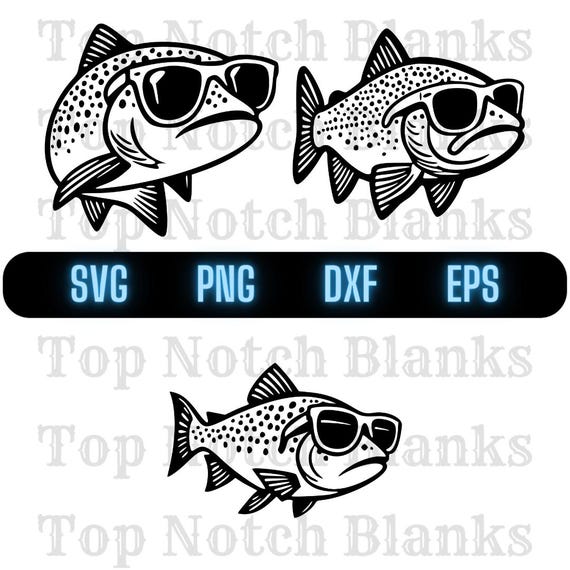 Fish Wearing Sunglasses Svg Fish Wearing Glasses Png Trout Clipart