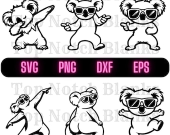 Koala Dancing With Glasses Svg Koala Dance Png Dancing Koala Clipart Koala Vector Bundle Pack Commercial Use