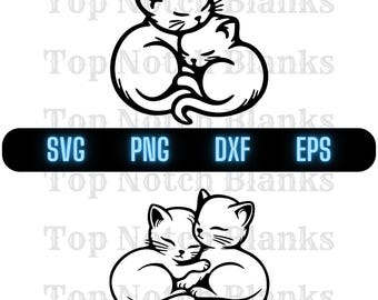 Cuddling Kittens SVG: Snuggling Cats Clipart Vector Bundle (Commercial Use)