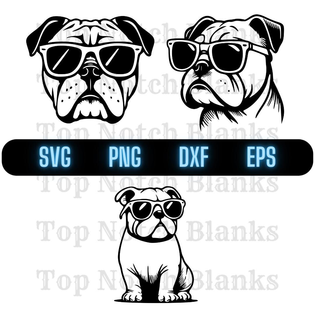 Bulldog With Glasses Svg Bulldog Wearing Sunglasses Png Bulldog With ...