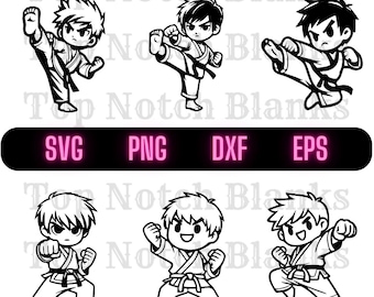 Karate Boy Svg Karate Fighter Kicking Png Karate Clipart Kicking Karate Kid Vector Bundle Pack Commercial Use