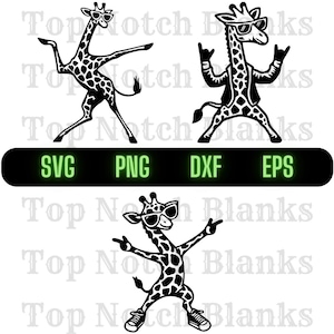 Giraffe Dancing With Glasses Svg Giraffe Dance Png Dancing Giraffe Clipart Giraffe Vector Bundle Pack Commercial Use