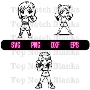 Boxer Girl Svg Boxing Fighter Png Boxer Clipart Boxer Kid Vector Bundle Pack Uso Comercial